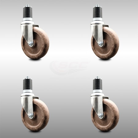 Service Caster 5 Inch 316SS High Temp Glass Filled Nylon 1-7/8 Inch Expanding Stem Caster Set SCC-SS316EX20S514-GFNSHT-178-4